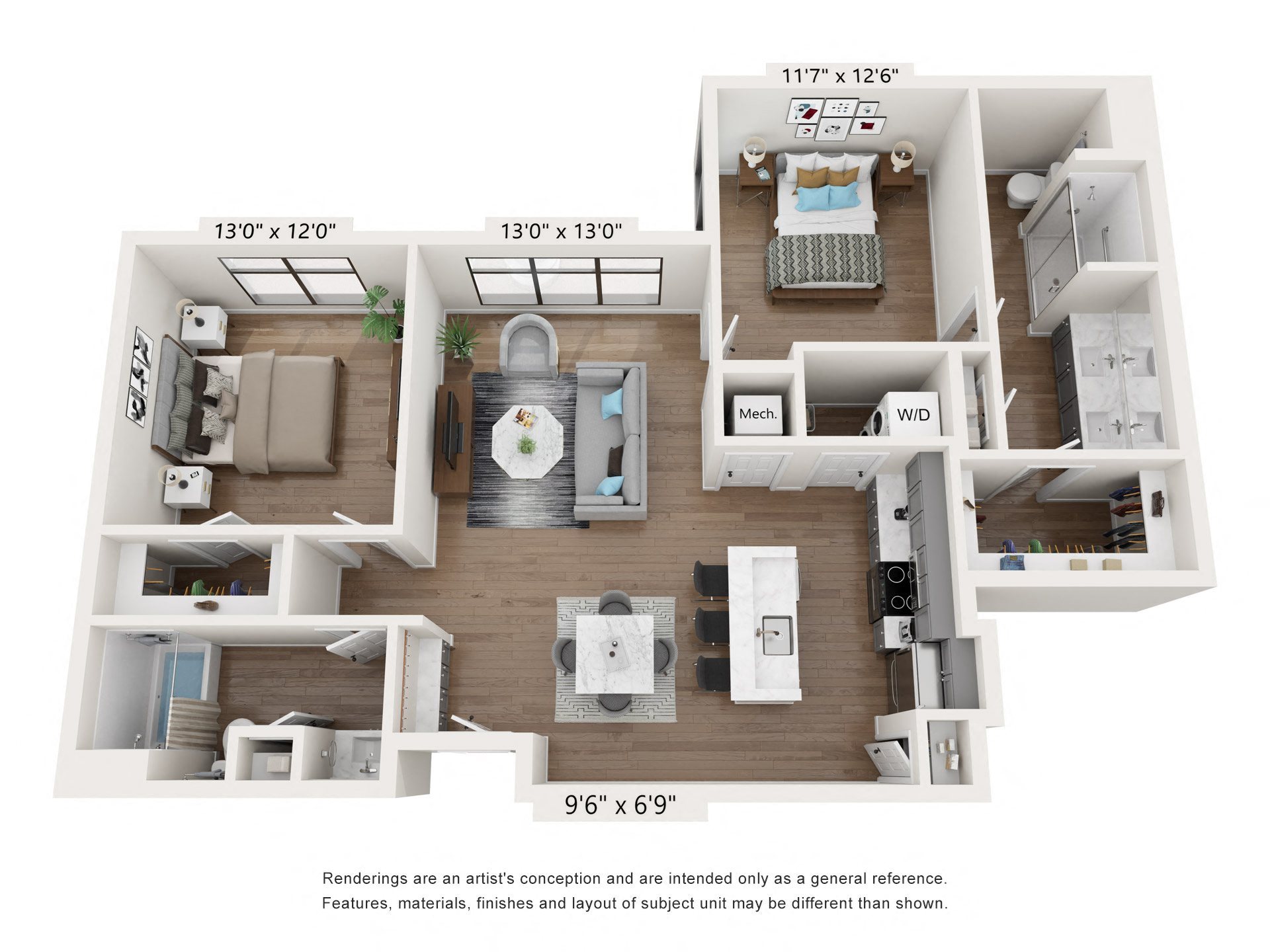 B6: 2 Bed 2 Bath floor plan